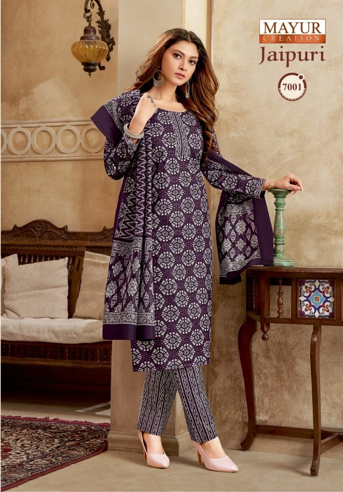 Mayur Jaipuri Vol 7 Pure Cotton Wholesale Salwar Suit Catalog — Wholesale Salwar Suits, Mayur Dress wholesale from Surat - Gallery Image 7